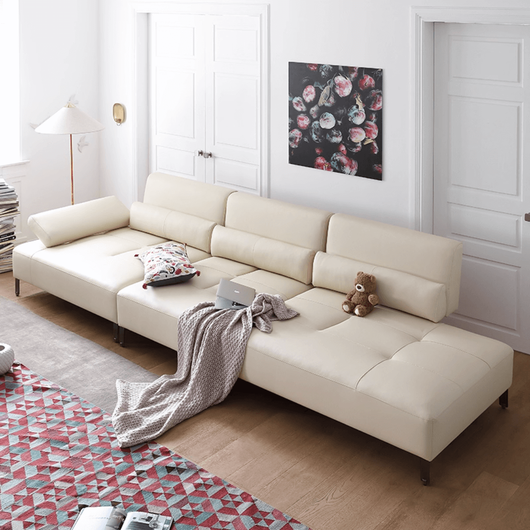 Cream white ergonomic sofa with transformable comfort and contemporary design