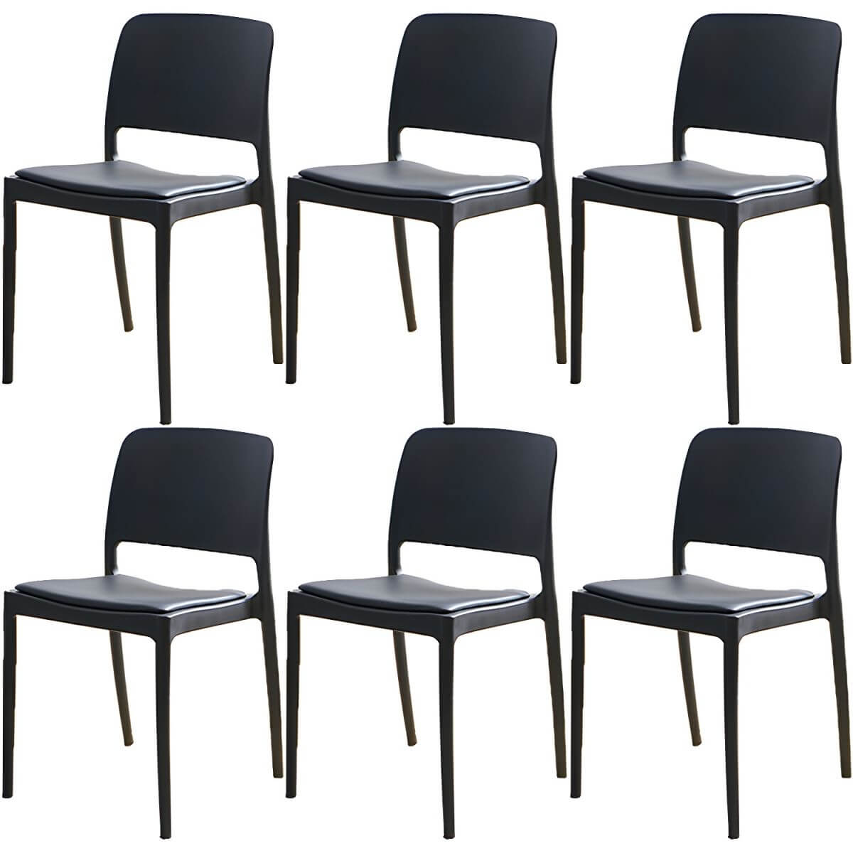 Scandinavian plastic and acrylic dining chair with low backrest and armless design