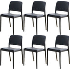 Scandinavian plastic and acrylic dining chair with low backrest and armless design