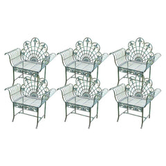 Metal Outdoor Dining Chair Classic Style Water Resistant in Green Patio Dining Chairs