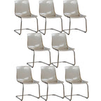 Scandinavian style plastic and acrylic dining side chair with silver legs, non-upholstered design