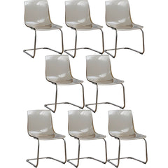 Scandinavian Style Plastic & Acrylic Side Chair Silver Legs Non-Upholstered Chair Dining Chairs
