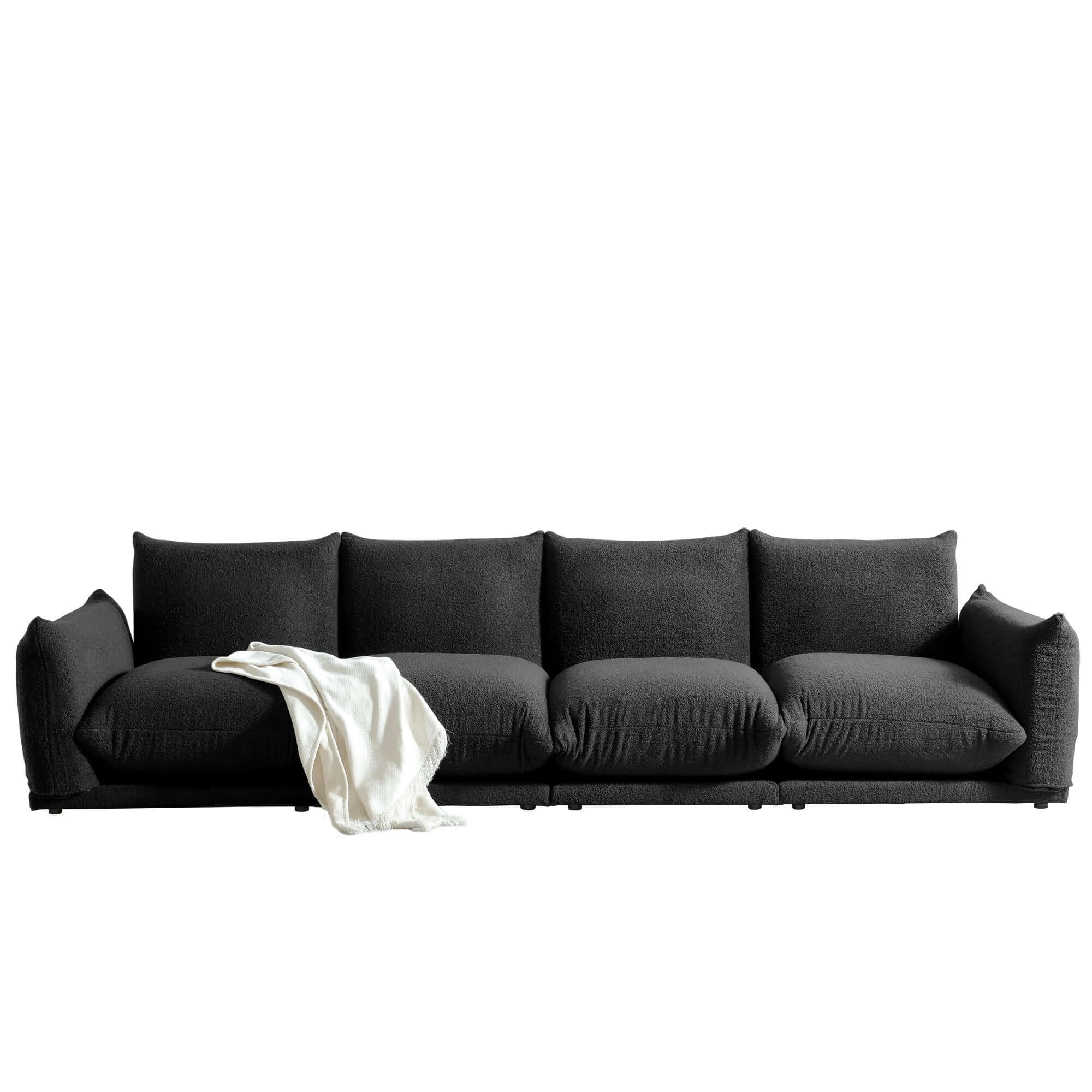Oversized modern modular cloud sectional couch with lambswool fabric and chaise lounge