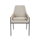 White PU leather dining chairs set of 2 with comfortable cushioned upholstered seats