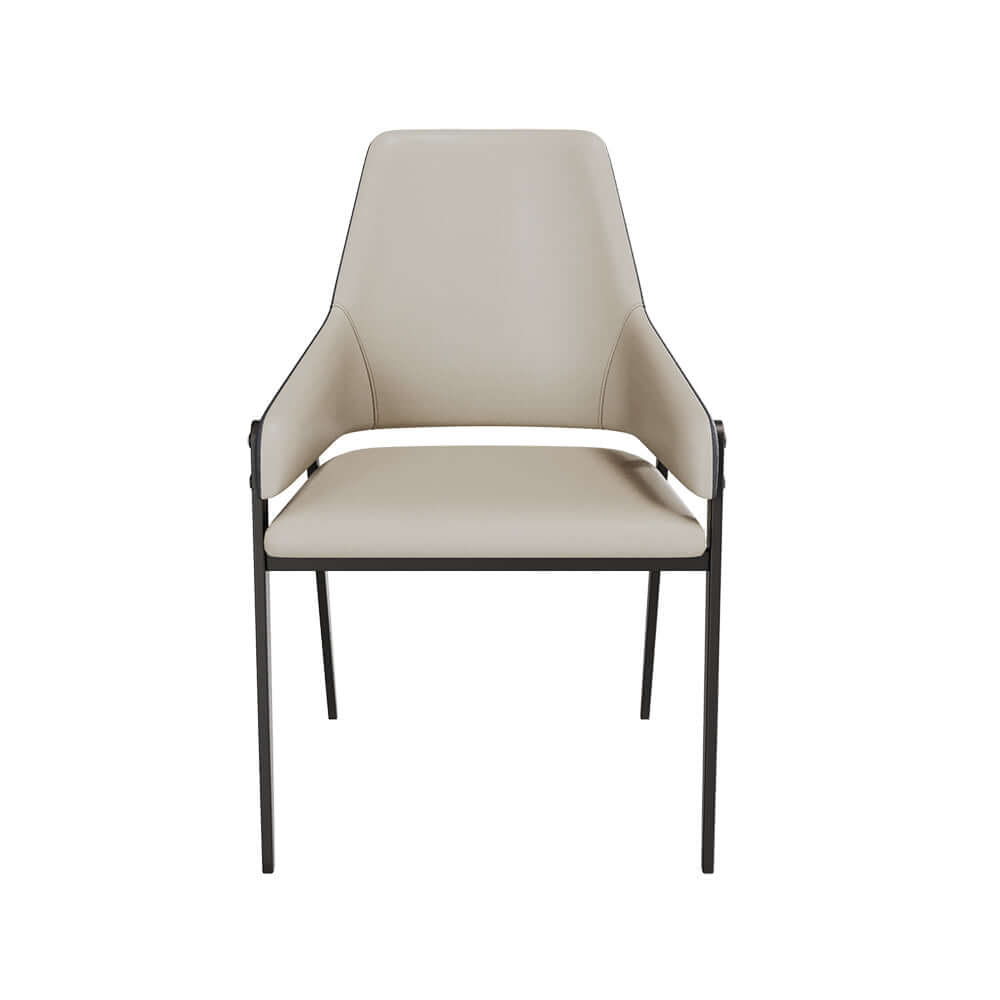 White PU leather dining chairs set of 2 with comfortable cushioned upholstered seats