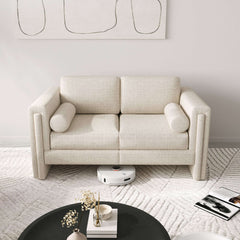 Modern Single Upholstered Sofa Armchair Teddy Fabric or Cotton Linen Blend Options