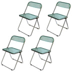 Contemporary acrylic folding armless chair with open back, ideal for dining rooms