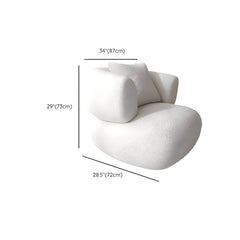 Scandinavian Fabric Sofa Biscuit Back Tuxedo Arm Sofa in White Sofa