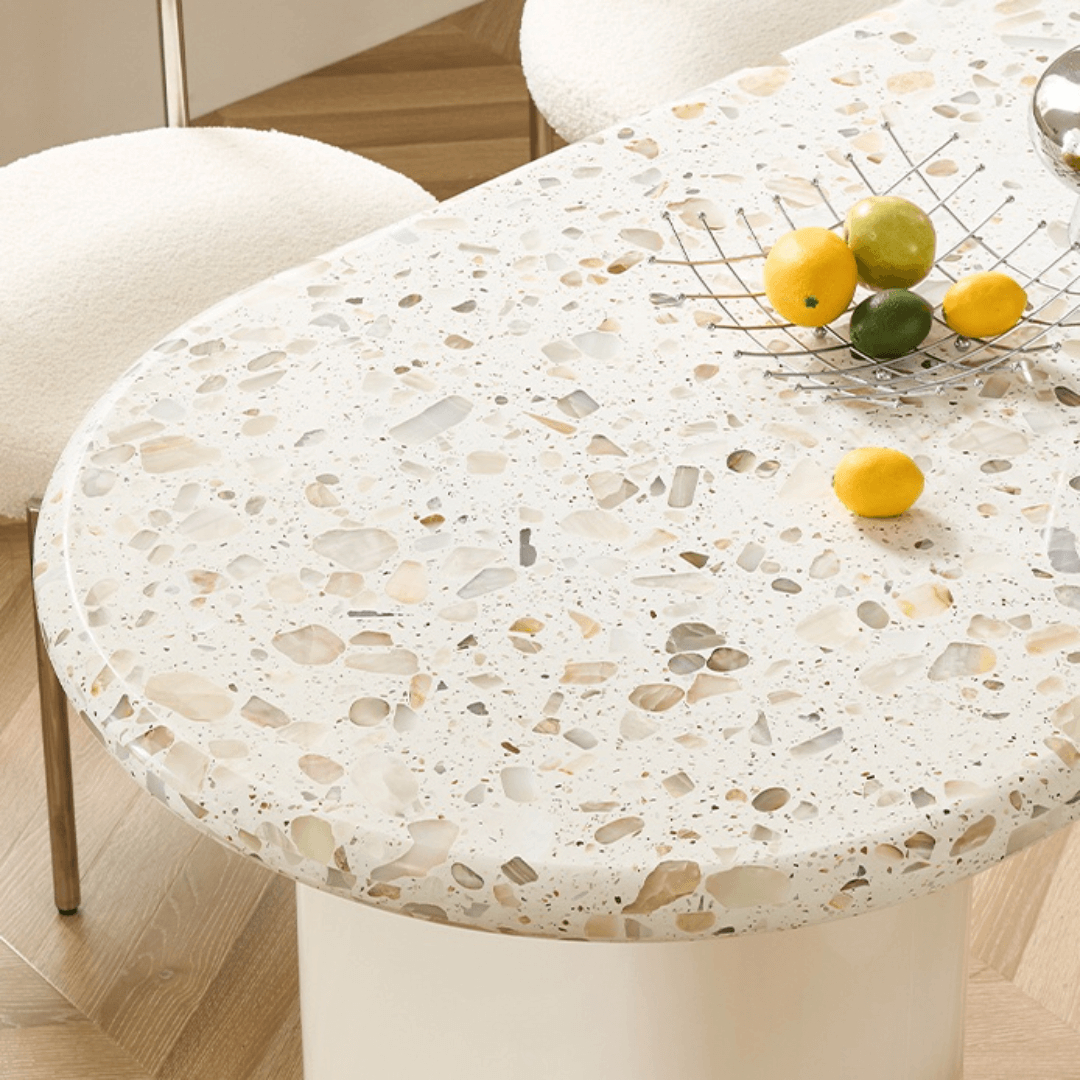 Terrazzo dining table combining premium quality with safety and stylish design