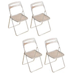 Modern collapsible open back side chair made of plastic and acrylic, ideal for kitchen and dining areas