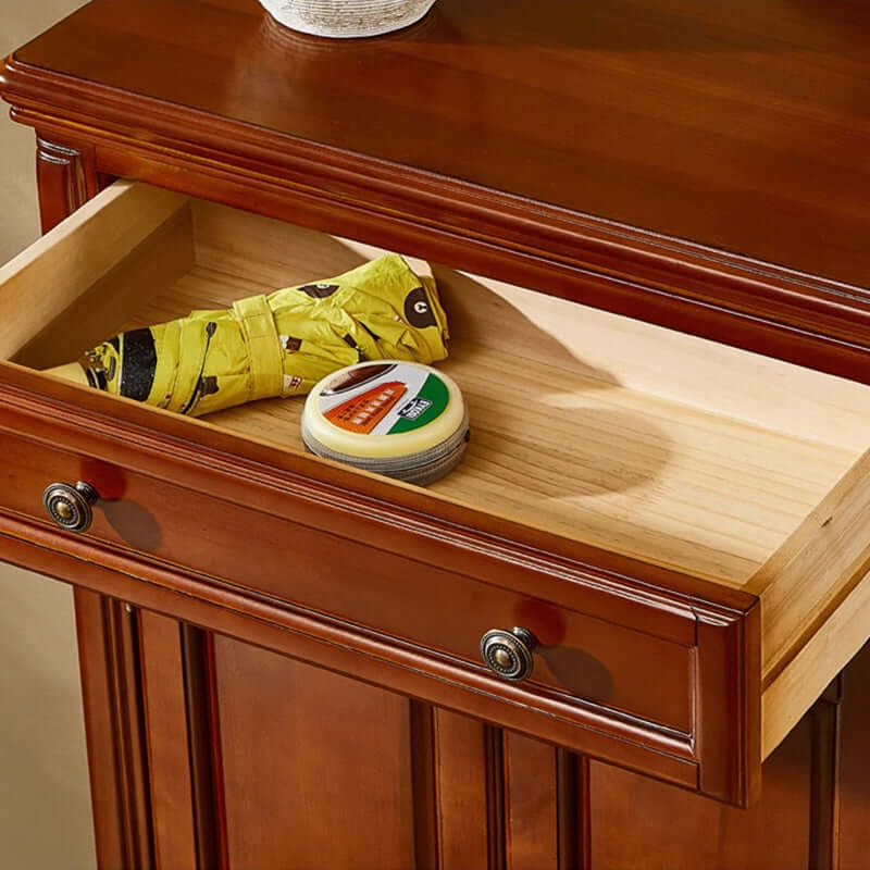 48" Vintage Solid Wood Shoe Cabinet With Louver Doors