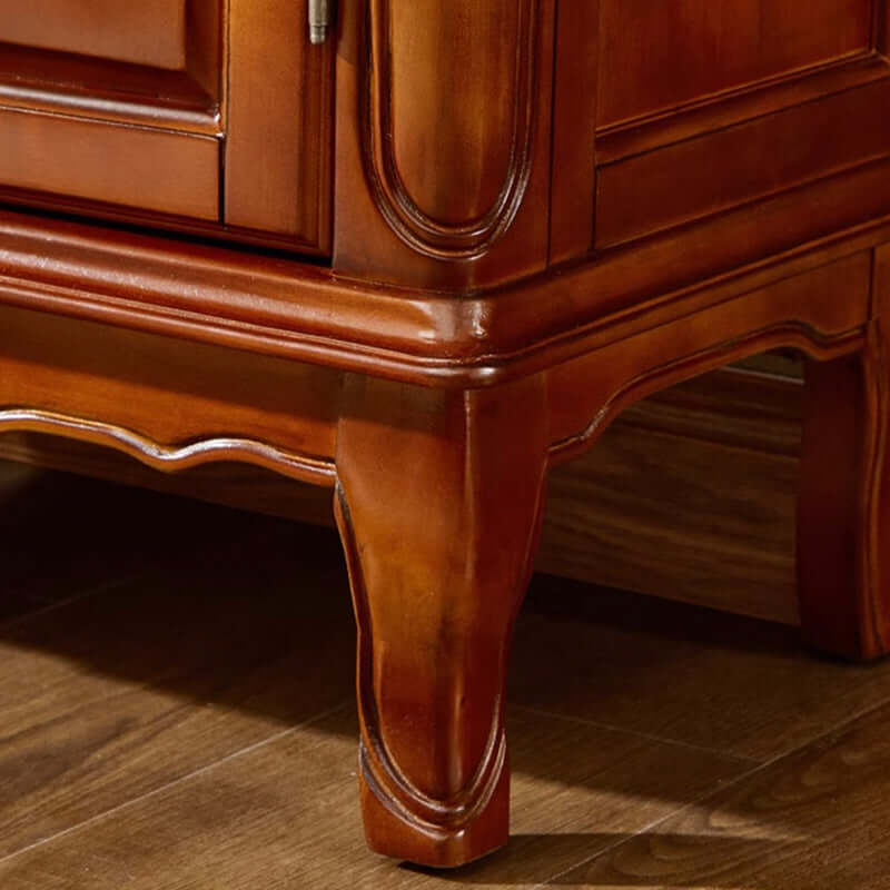 48" Vintage Solid Wood Shoe Cabinet With Louver Doors