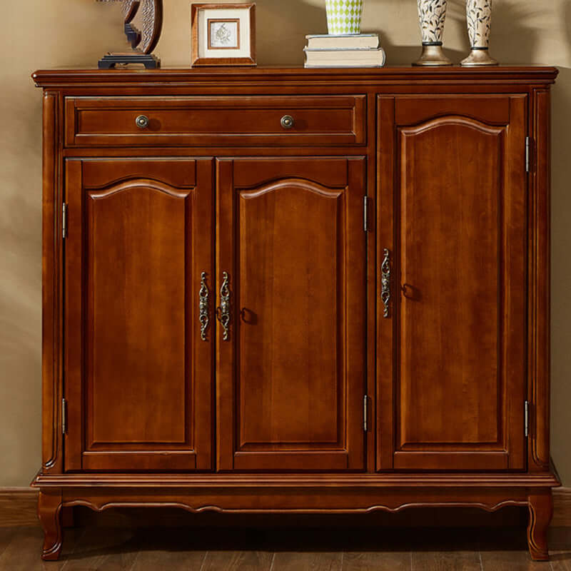 48" Vintage Solid Wood Shoe Cabinet With Louver Doors
