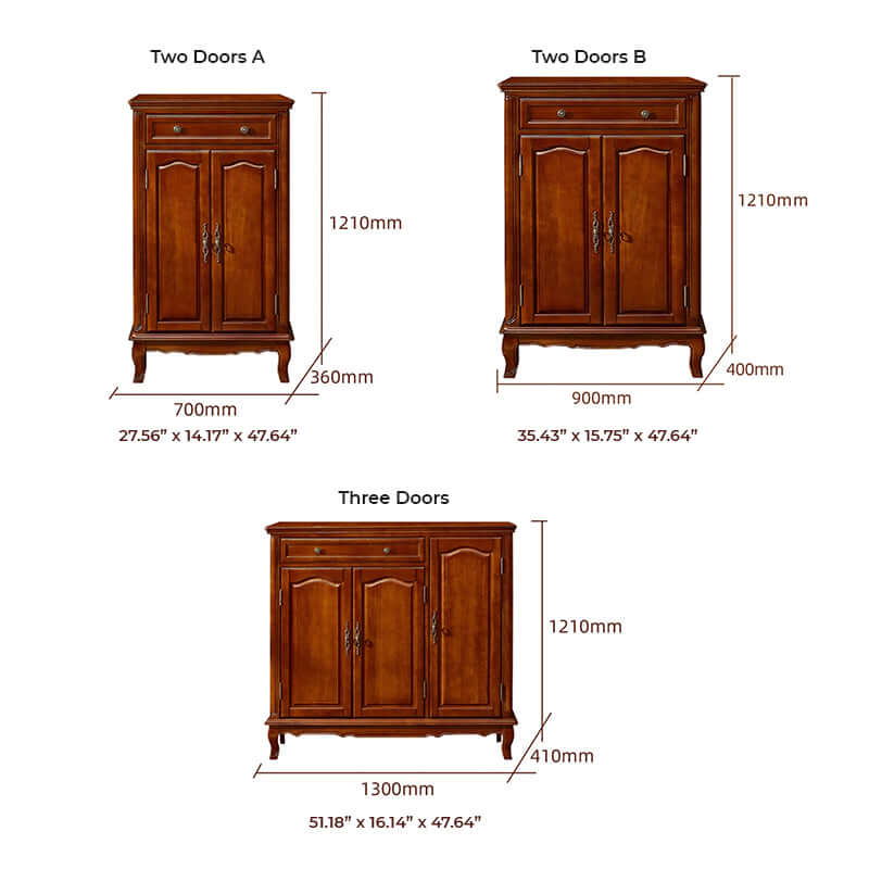 48" Vintage Solid Wood Shoe Cabinet With Louver Doors