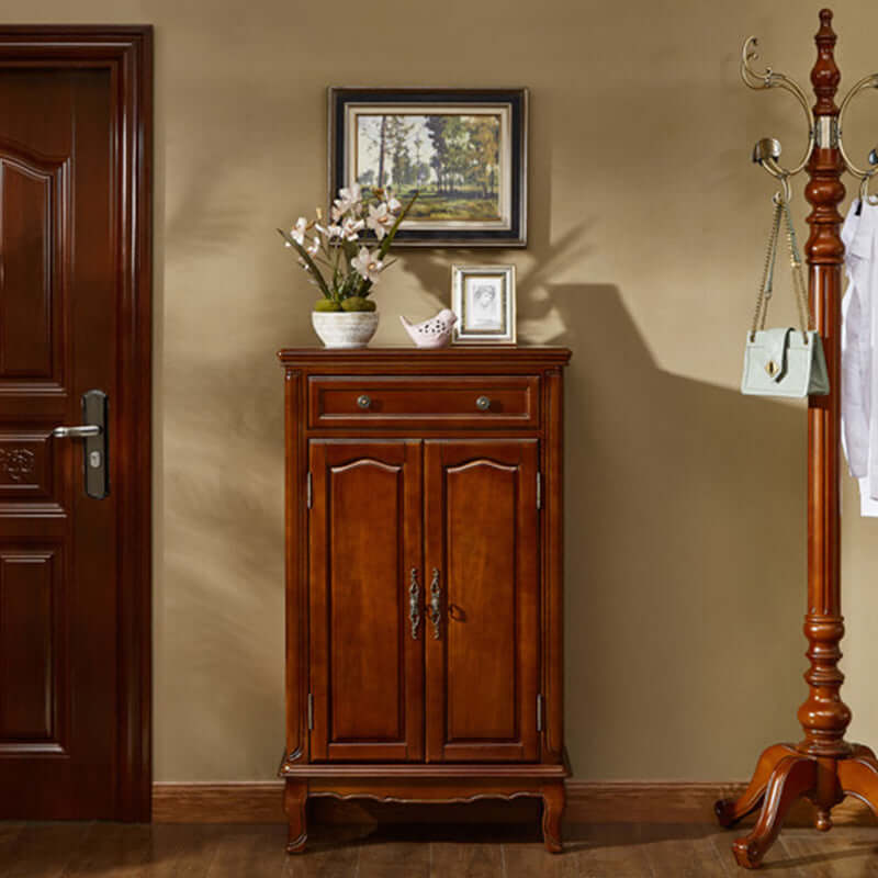 48" Vintage Solid Wood Shoe Cabinet With Louver Doors Main Product Image Main image