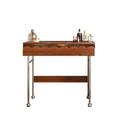 Freely Combinable Solid Wood Makeup Table with Cabinet & LED Mirror