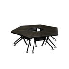 Black folding conference table with 360-degree casters for flexible workspace setups