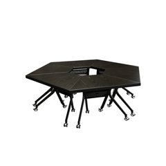 Sleek Black Folding Conference Table with 360° Casters - Ideal for Dynamic Workspaces