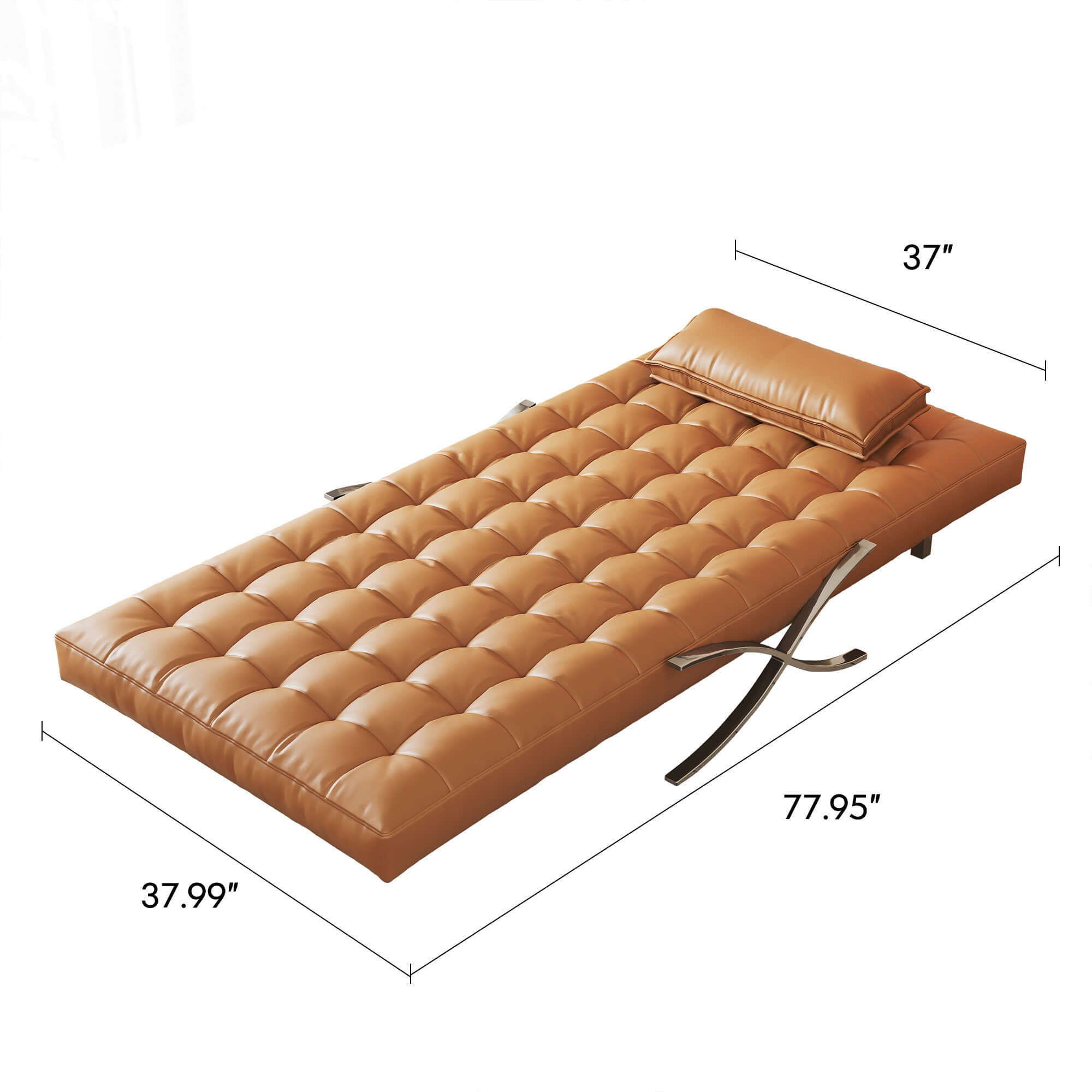 Retro leather Barcelona sofa chair with metal legs, featuring a lazy design for comfort