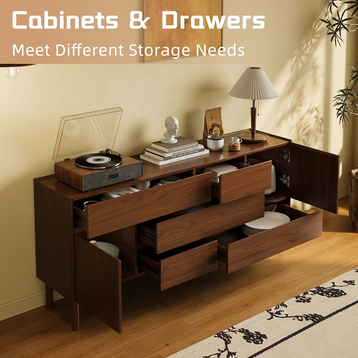 Cocochairs Modern Sideboard Credenza – Entryway, Living Room & Dining Storage Cabinet