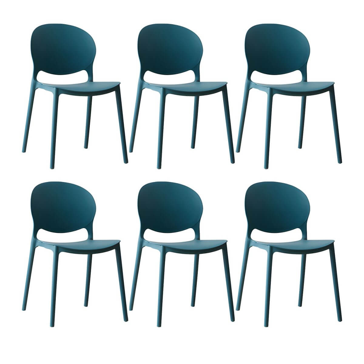 Scandinavian plastic dining chair with open back and four legs, ideal for home use