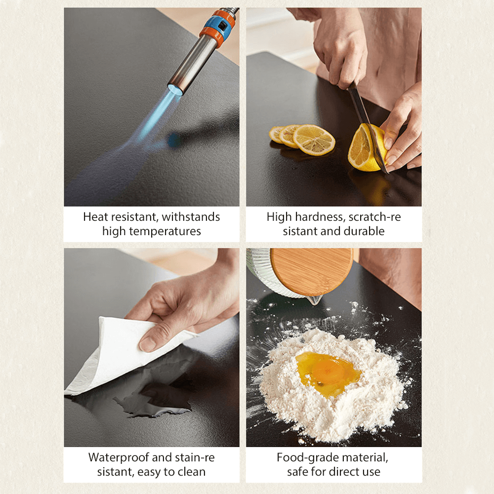 Square vintage dining and desk combo table with slate top, storage, and stainless steel legs