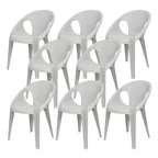 Stackable modern arm chair with open back made of plastic and acrylic for dining