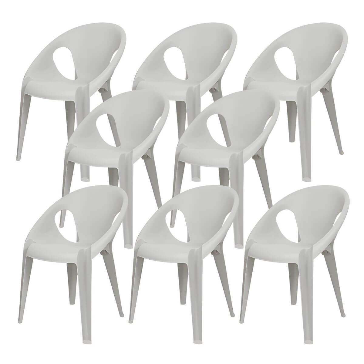 Stackable modern arm chair with open back made of plastic and acrylic for dining