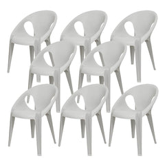 Stackable Modern Arm Chair with Open Back in Plastic & Acrylic Dining Chairs