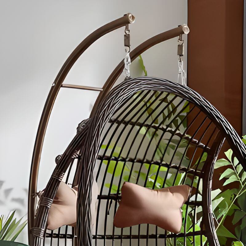 Waterproof tropical porch swing with alloy stand, pads, and chain for outdoor comfort