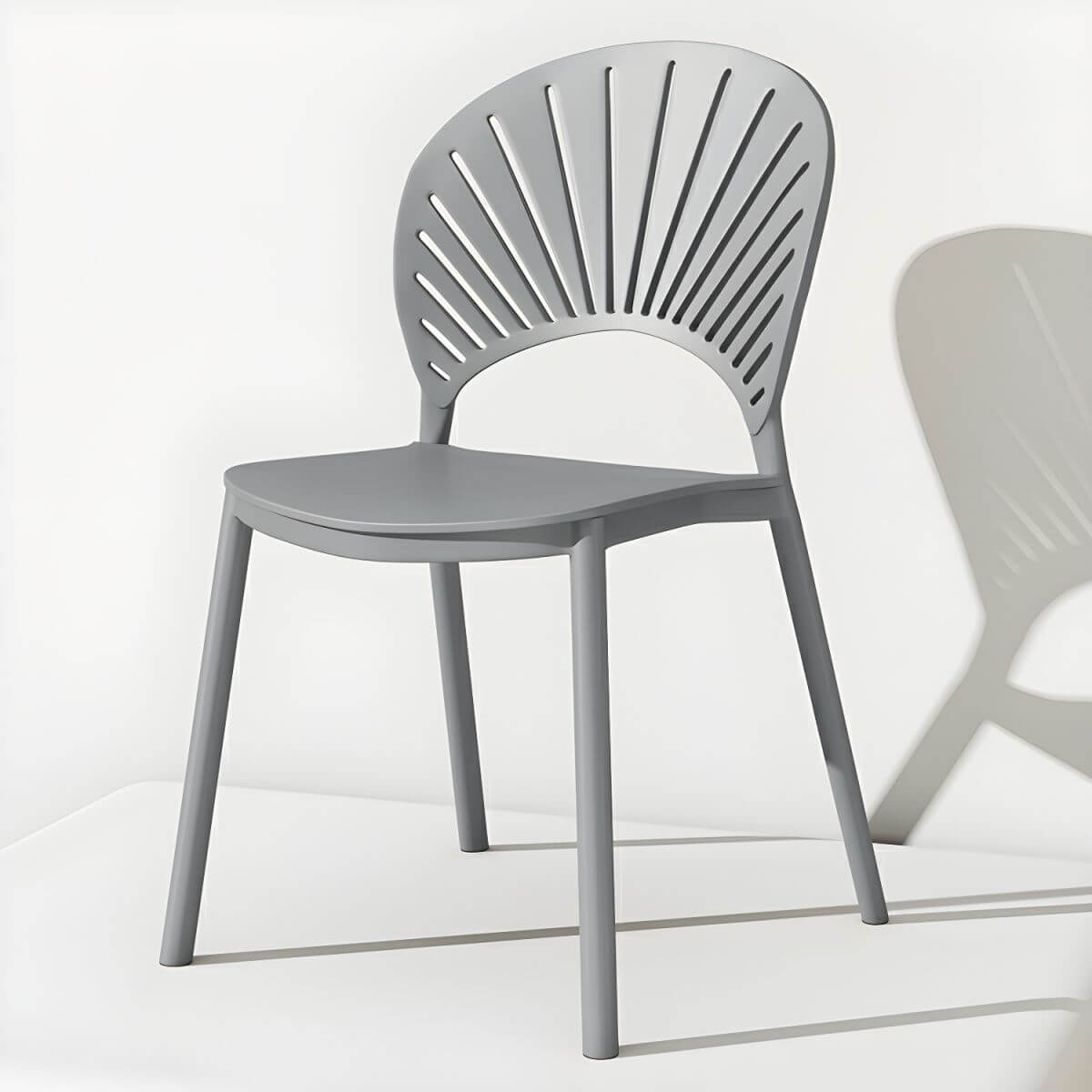 Scandinavian style plastic and acrylic side chair with low back for kitchen and dining