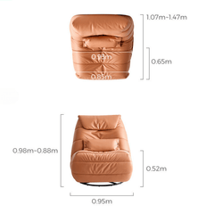 Durable Orange Leath-Aire Adjustable Angle Caterpillar Lounge Chair Single Sofa with Cushioned Seat