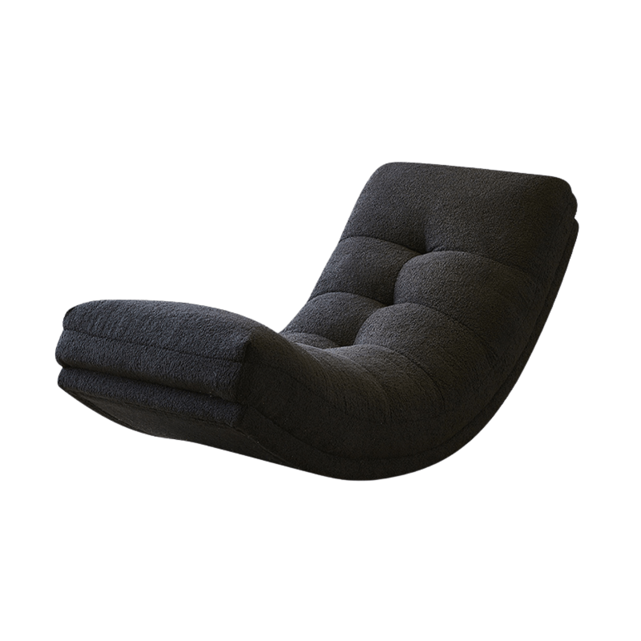 White boucle caterpillar lounge chair with soft cushion, single sofa rocker for comfortable seating