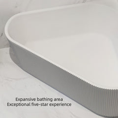 Elegant 76-inch triangular double soaking tub in acrylic bright white finish