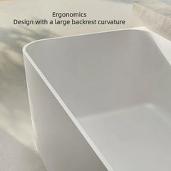 Minimalist Design 67-Inch White Rectangular Soaking Tub in Artificial Stone