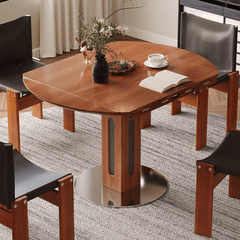 Solid Wood Square to Round Convertible Foldable Dining Table