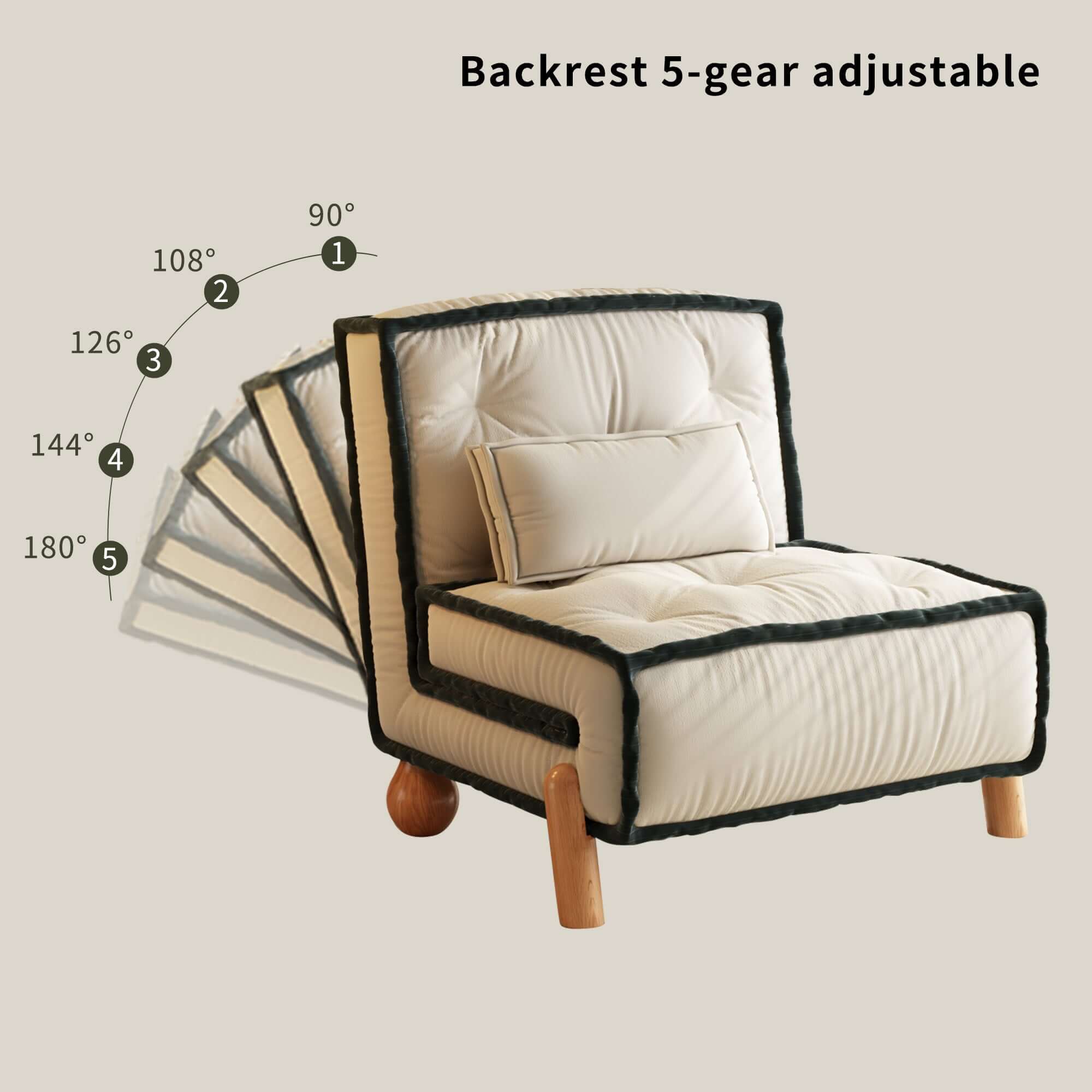 Single convertible armless sleeper sofa chair with solid wood legs for compact spaces