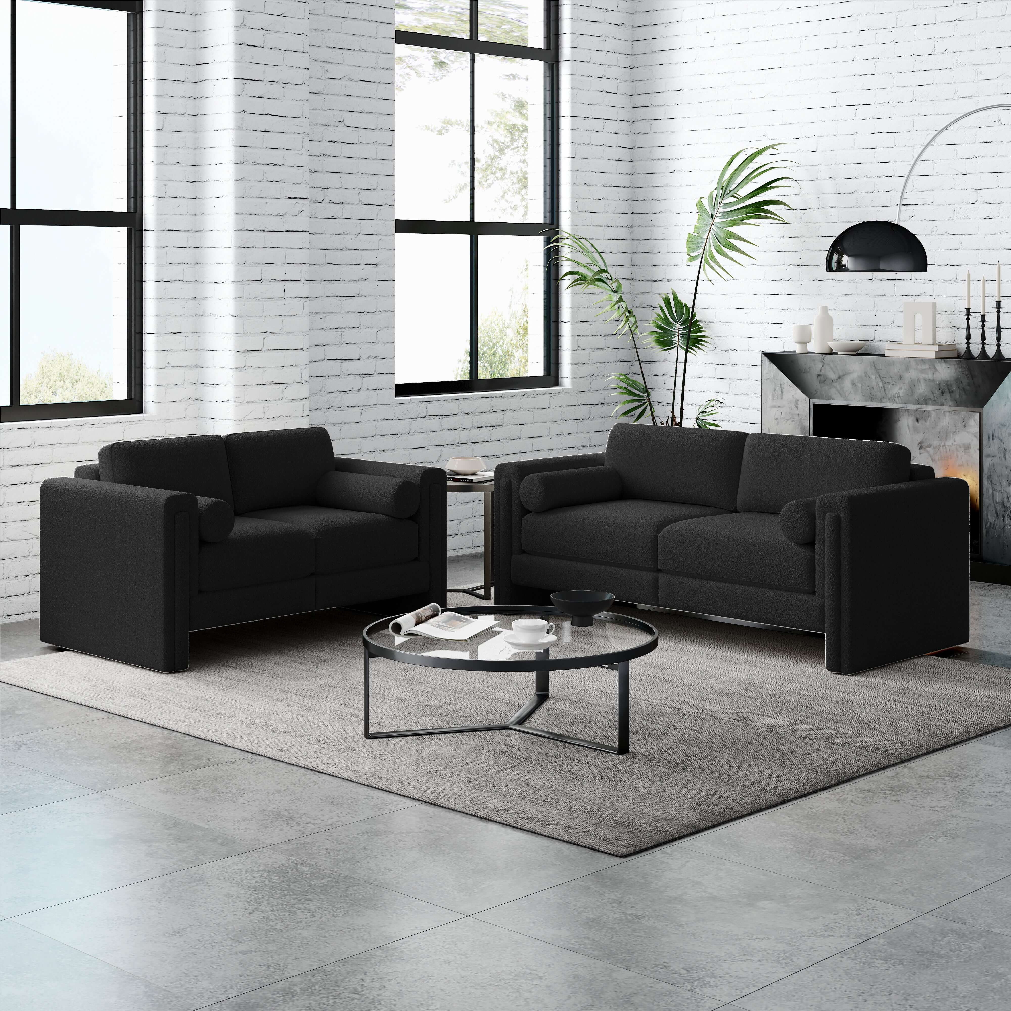 Comfortable fabric loveseat sofa with upholstery, perfect two-seater for small living spaces