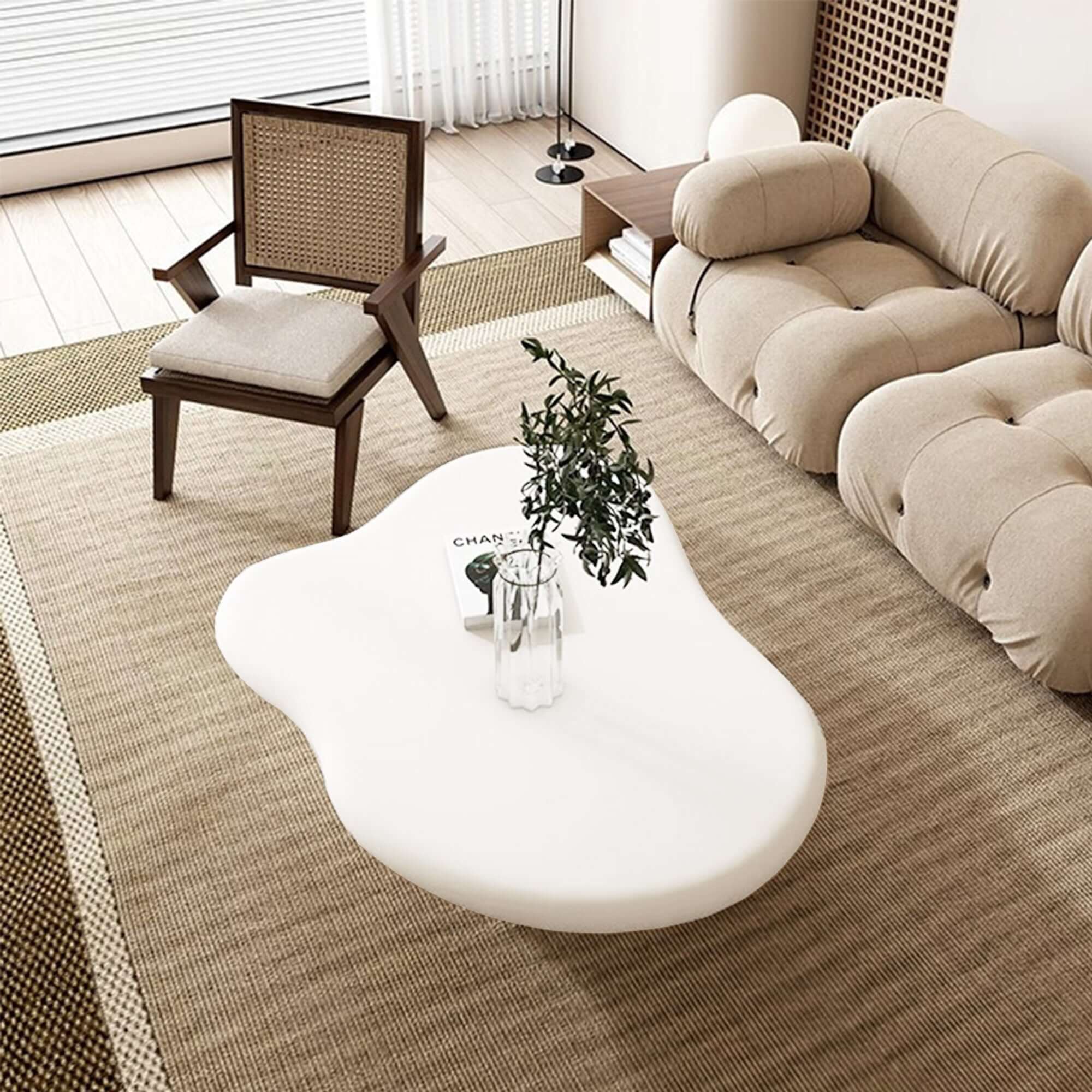 Beige modern coffee table with creative cloud design, perfect for stylish living rooms