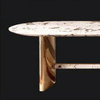 Oval marble dining table with traditional luxury design for home dining rooms