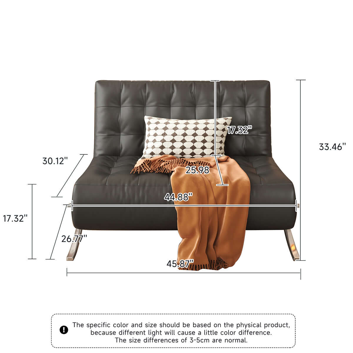Retro leather Barcelona sofa chair with metal legs, featuring a lazy design for comfort