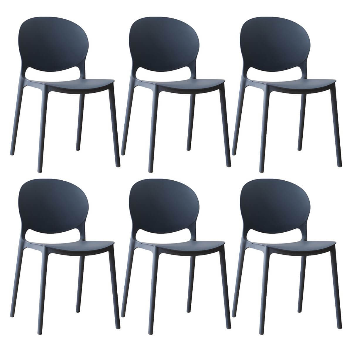 Scandinavian plastic dining chair with open back and four legs, ideal for home use