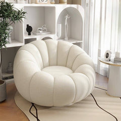 Small Swivel White Papasan Chair: Light Wood Frame, No Casters, Non-Stackable, Sloped Arms Accent Chairs