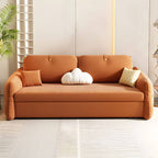 Orange polyester blend sleeper sofa with scratch-resistant surface and detachable mattress futons