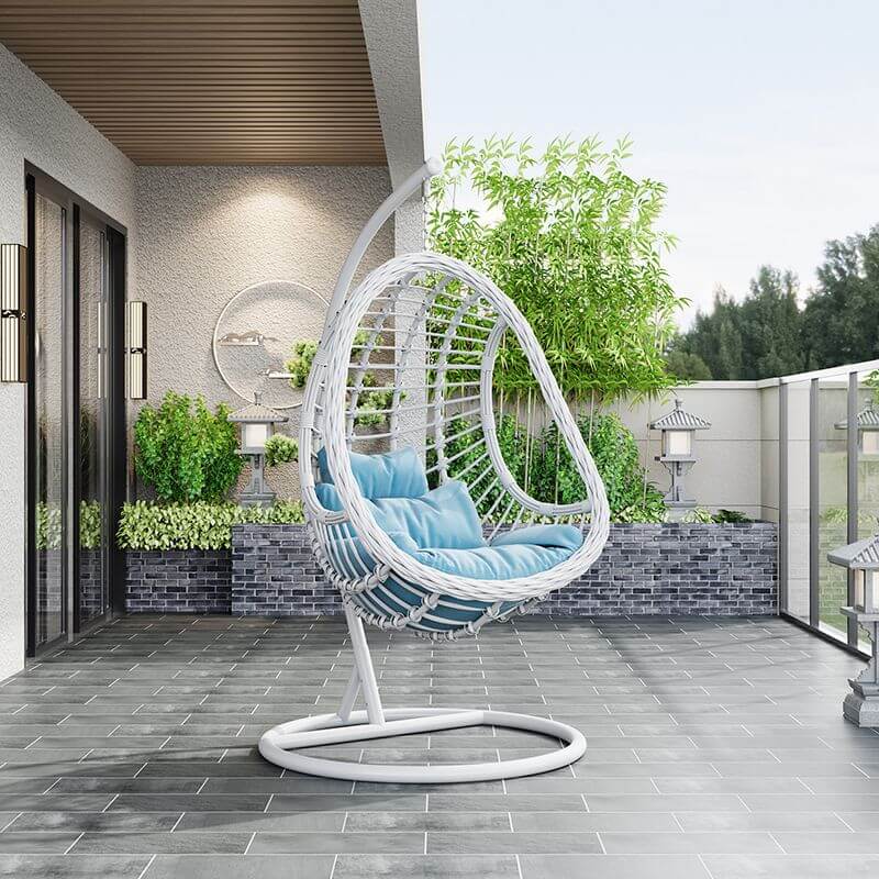 Tropical alloy framed porch swing egg chair with stand and chain included