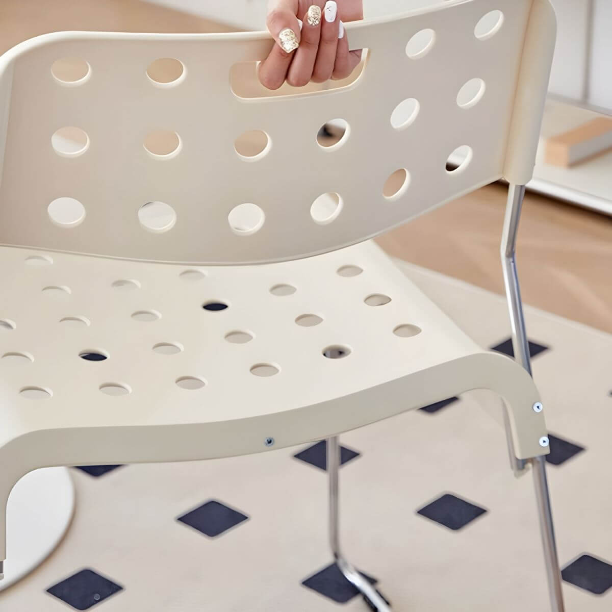 Stackable plastic and acrylic side chair for modern garden and dining use