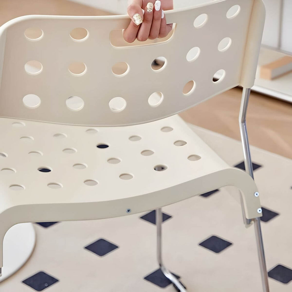 Stackable plastic and acrylic side chair for modern garden and dining use