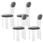 Contemporary upholstered dining chair with clear acrylic frame for kitchen seating