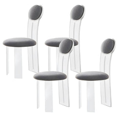 Contemporary Upholstered Dining Chair with Acrylic Frame for Kitchen Dining Chairs