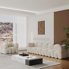 127.6" Modern White Upholstered Velvet Floor Couch 4Seater Sofa Living Room